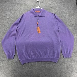 Sette Ponti Sweater Mens XL Purple Collared Pullover Wool Made In Italy
